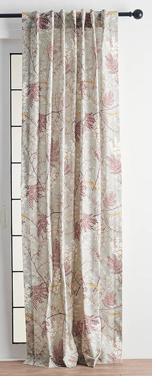 Maison d' Hermine Curtains for Living Room 100% Cotton 96 inch Length Two Panels Light Filtering Curtains for Bedroom Windows with Rod and Loop Pockets Drapes (Feuillage Light Taupe, 50" W x 96" L)