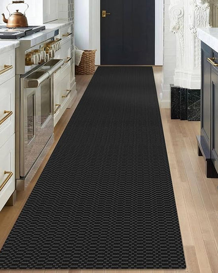 KOZYFLY Washable Runner Rug 3x18 ft Hallway Kitchen Runner Rugs with Rubber Backing Bobo Non Slip Entryway Runner Indoor, Long Carpet Runners for Hall Kitchen Entryway, Black/Grey