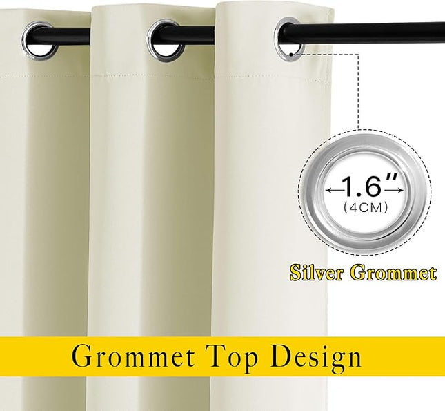 NICETOWN Short Window Curtains 45" L - Grommet Sunlight Reducing Solid Vertical Curtains and Drapes for Cafe & Home Office, Beige, 52" Wide Per Panel, Sold by 2 Panels