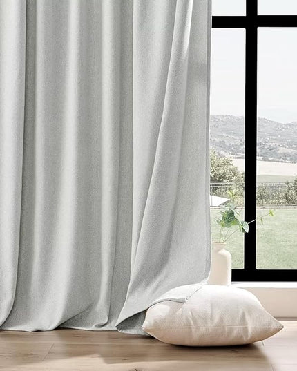 Joydeco Light Filtering Curtains 72 Inch Length for Bedroom, Faux Linen Curtains 72 Inches Long for Living Room, Pinch Pleat Curtains for Living Room 72 Inch Length(52x72 inch, Greyish White)