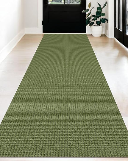 KOZYFLY Long Runners for Hallways 3x12 ft Washable Kitchen Runner Non Slip Rubber Backed Hallway Rugs Cotton Entryway Runner Rug Floor Carpet for Indoor Hall, Kitchen, Bright Green/Earthy Green