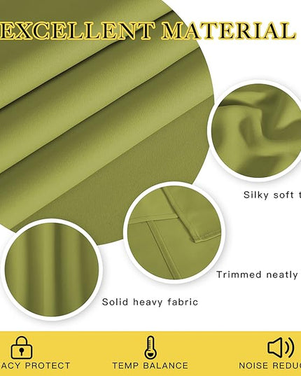 NICETOWN 66 Inch Long Blackout Curtains for Bedroom Living Room, Thermal Insulated Room Darkening Curtains, Light Blocking Blackout Drapes for Bedroom, 66" W x 66" L, 1 Panel, Fresh Greenn