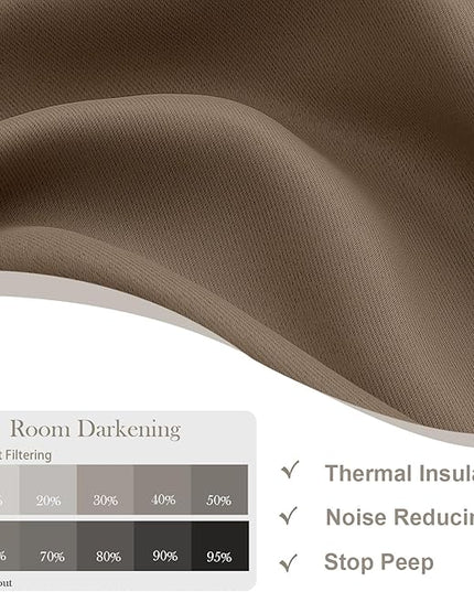 Gwine Brown Blackout Curtains for Bedroom 96 Inch Length, Room Darkening Energy Saving Black Out Curtains for Living Room, Window Treatment Drapes with Rod Pocket, Each 40" Wx96 L, 2PCS