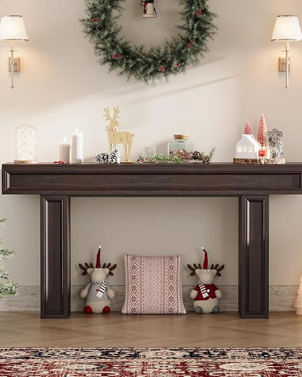 Rresyet 63 Inch Long Console Table, Sofa Table Behind Sofa, Wooden Entryway Table, Farmhouse Entryway Table for Entry, Hallway, Living Room (Cherry)