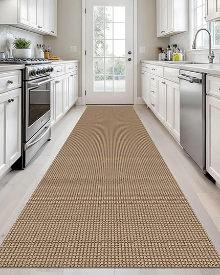 KOZYFLY Long Runners for Hallways 2.6x12 ft Washable Kitchen Runner Non Slip Rubber Backed Hallway Rugs Cotton Entryway Runner Rug Floor Carpet for Indoor Hall, Backdoor, Kitchen, Tan/Orange/Brown