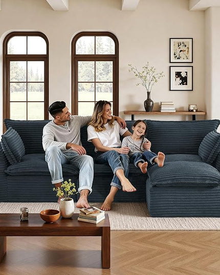 110" Sectional Couches for Living Room Boneless Couch Upholstered Cloud Couchs Sectional Modular Sectional Sofa with L Shaped