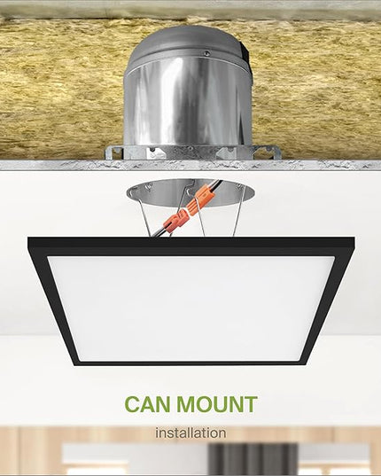 ASD LED 12" Square Flush Mount Ceiling Light Fixture, Low Profile Surface Lighting | 5CCT, Dimmable, Ultra-Thin, ETL Listed | 24W 1700LM 2700-6000K 120V | Kitchen, Hallway Lamp | Black, 4 Pack