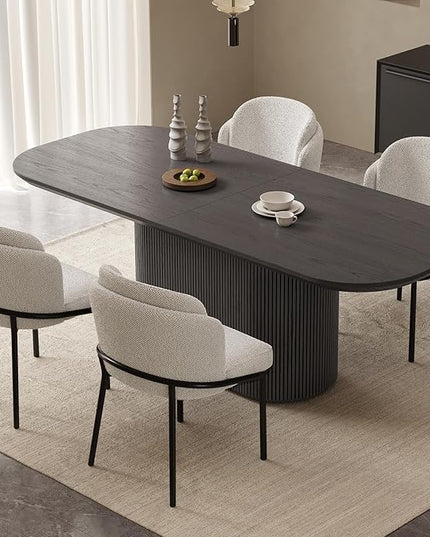 Guyii 5-Piece Oval Dining Table Set, 86.61" Modern Kitchen Table with 4 Chairs, Indoor Rectangular Dining Room Table for Kitchen, Living Room, Black