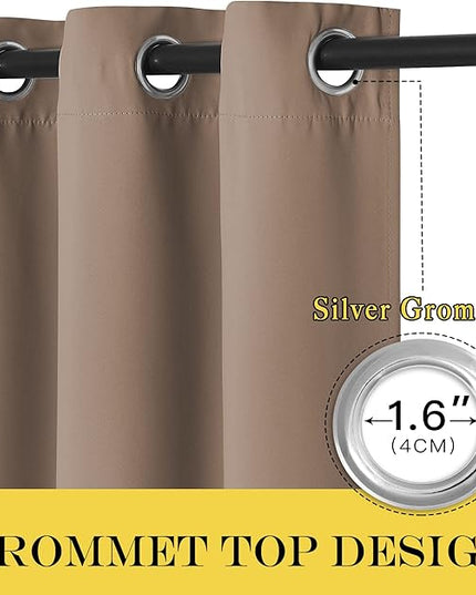 NICETOWN Blackout Window Curtain 90 inch Length - Room Darkening Thermal Insulated Grommet Large Window Treatment Light Blocking for Bedroom/Doorway (Capuccino, 1 Panel, W66 x L90)
