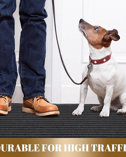 Yimobra Front Door Mat Outdoor Indoor Entrance, 100% Waterproof All-Season All Weather Doormat, Welcome Matt Outside Entry, Non Slip, Low Profile, Heavy Duty Patio Porch Floor Mats,36 x 17,Grey
