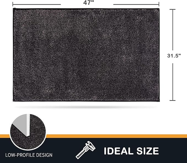 PURRUGS Dirt Trapping Door Mat 31.5" x 47", Non-Slip Machine Washable Entry Rug, Shoe Scraper, Dog Doormat, Super Absorbent Welcome Mat for Front & Back Door, Muddy Shoes & Paws, Charcoal