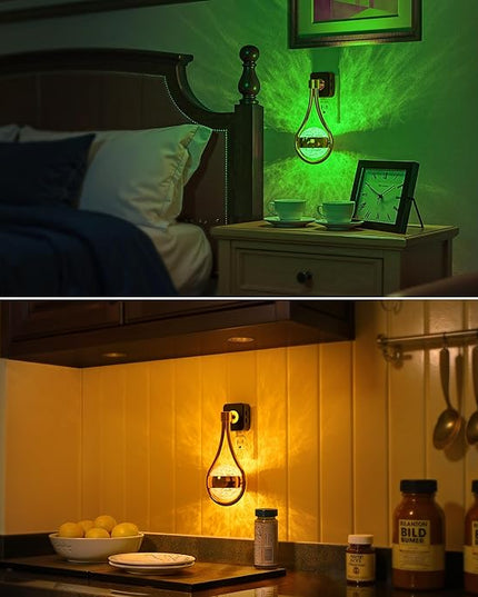 Briignite RGB Night Lights Plug into Wall, Color Changing Nightlight with Dusk to Dawn Sensor, 330° Rotating Night Light with Waterdrop Design, Ideal for Bedroom, Living Room, Home Decor, 2pack