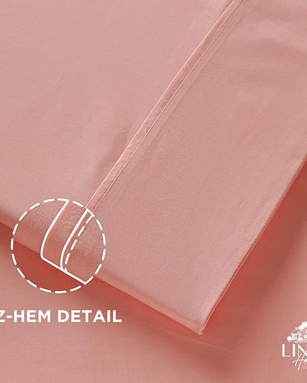 Linen Home 100% Cotton Percale Pillowcases King Size, English Rose, 2 Pieces of Pillow Case, Crisp and Cool Strong Bed Linen, 20 inches X 40 inches