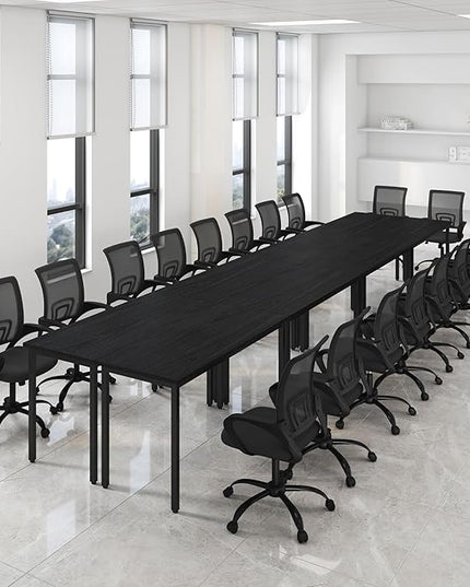 Bonzy Home Conference Table Chairs Set 18FT, 220"x47.2"x29.5" 8pcs Tables & 18pcs Chairs Set for Conference Room Meeting Room Office, Black