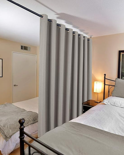 H.VERSAILTEX Room Darkening Linen Curtain for Bedroom/Living Room Extra Wide Blackout Curtains 100 x 84 Inches for Patio Glass Door, Primitive Textured Thick Linen Burlap Look Fabric, Heather Taupe