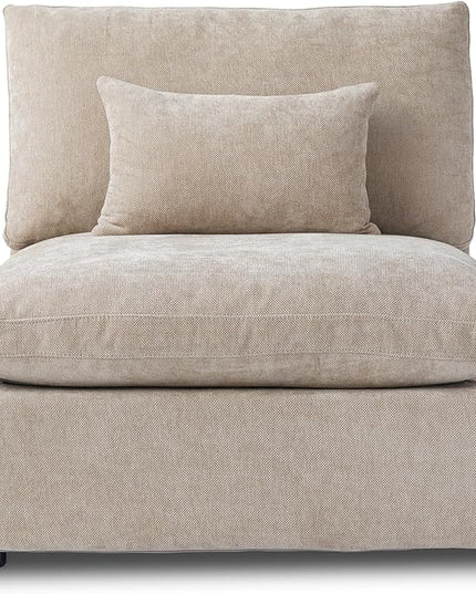 WJShome Modern Middle Module Couch for Living Room, Cushion Covers Removable, Minimalist Comfy Breathable Sofa