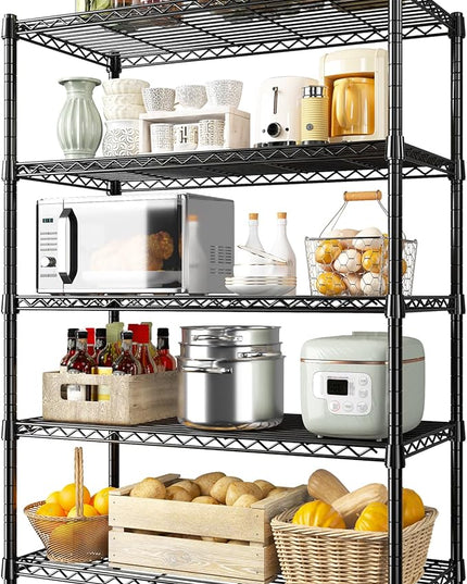 REIBII 5-Tier Wire Shelving Rack Storage Shelves Metal Shelves,1020 LBS Adjustable Heavy Duty Metal Shelving Units and Storage for Garage Pantry Bathroom 29" W X 14" D X 63" H