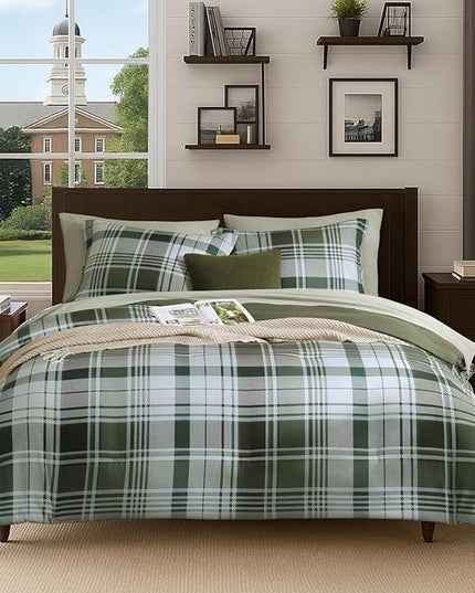 MaiRêve Olive Green Twin XL Comforter Set, Twin XL Bedding Sets for Boys Girls 5 Pieces for Dorm Farmhouse All Season Lightweight &Comfy with Fitted Sheet, Flat Sheet (Olive Green, 66"x90")