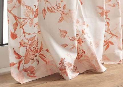 Maison d' Hermine Curtains for Living Room 100% Cotton 84 inch Length Two Panels Light Filtering Curtains for Bedroom Windows with Rod and Loop Pockets Drapes (Equinoxe Terracotta, 50" W x 84" L)