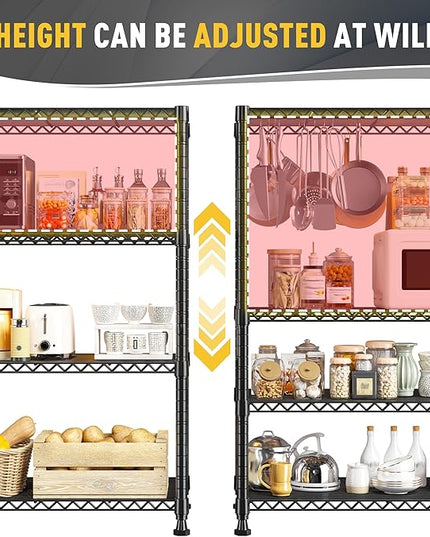 REIBII Wire Shelving Storage Shelves Metal Shelves Heavy Duty Shelving Adjustable Garage Storage Wire Shelf Pantry Shelves for Bedroom Kitchen Rack 35.5''W x 14''D x 59''H