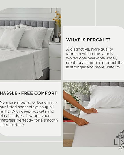 Linen Home 100% Cotton Percale Pillowcases Queen Size, Dove Grey, 2 Pieces of Pillow Case, Crisp and Cool Strong Bed Linen, 20 inches X 30 inches