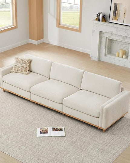 CHITA Super Large Luxury 3 Seat Sectional Modular Sofa, Down Filled Modern Sofa, Deep Seat Comfty Cloud Couch, 118 inch Width, 3 Seat Couch, Solid Wood Leg, Linen