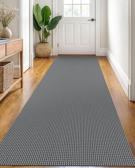 KOZYFLY Runners for Hallways 3x8 ft Washable Kitchen Runner Non Slip Rubber Backed Hall Runners Cotton Entryway Runner Rugs Floor Carpet for Indoor Backdoor Bedroom Kitchen, Grey/Dark Grey