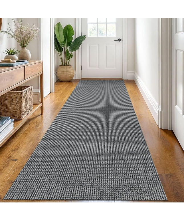KOZYFLY Runners for Hallways 3x8 ft Washable Kitchen Runner Non Slip Rubber Backed Hall Runners Cotton Entryway Runner Rugs Floor Carpet for Indoor Backdoor Bedroom Kitchen, Grey/Dark Grey