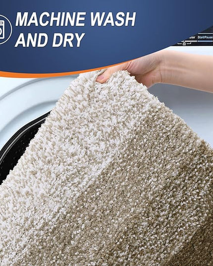 OLANLY Bathroom Rug Set 2 Piece, Soft Absorbent Microfiber Bath Rug Set, Non-Slip, Machine Wash Dry, Plush Shaggy Bath Mats for Bathroom (47"x20"+24"x16", Coffe)