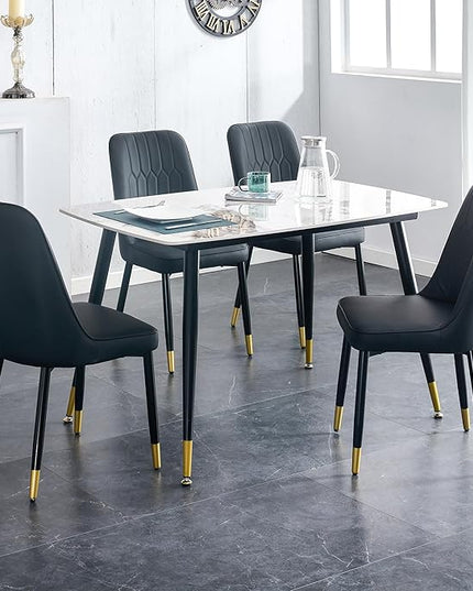 5 Piece Dining Table Set, 4 Chair Dining Table Set, Sintered Stone Kitchen Table Top and Modern Chairs Set of 4 for Kitchen Dining Room, Small Space