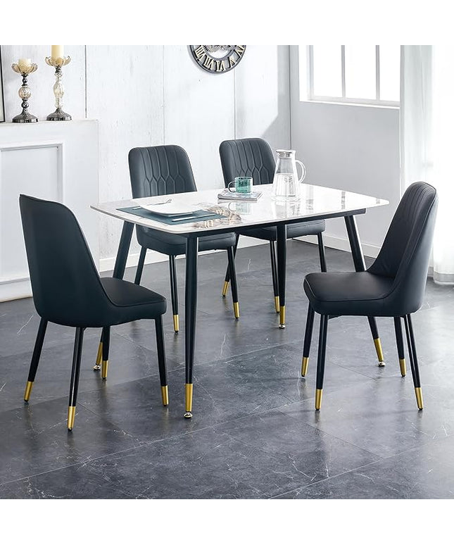 5 Piece Dining Table Set, 4 Chair Dining Table Set, Sintered Stone Kitchen Table Top and Modern Chairs Set of 4 for Kitchen Dining Room, Small Space