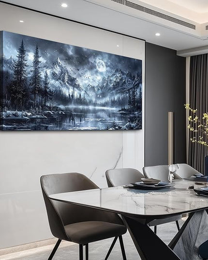 FUHAIHUA Canvas Wall Art For Living Room Wall Decor For Office Bedroom Decorations Black And White Wall Paintings Forest Landscape Pictures Hotel Artwork Posters Home Decor Ready to Hang 20X40 In