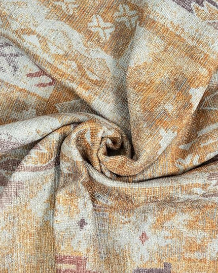 GLN Rugs Bohemian Collection - Machine Washable Area Rug, Bohemian Vintage, Non Slip, Low Pile Chenille Rug, Living Room, Bedroom, Bathroom Rug (2'6"x7' Yellow)