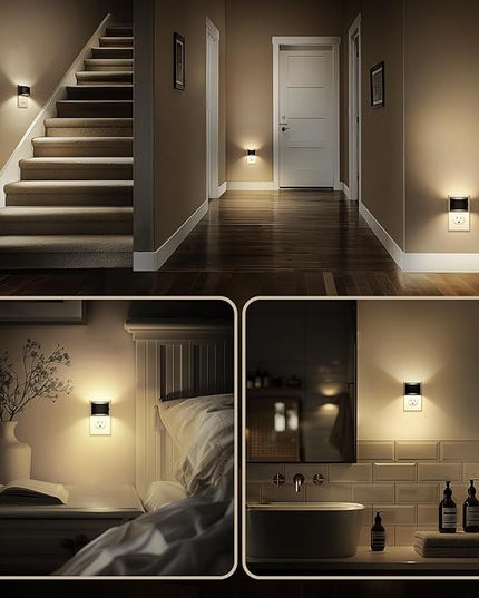 DORESshop LED Night Light[2 Pack], Night Lights Plug into Wall, 3 Level Brightness Adjustable Plug in Night Light, Dusk to Dawn Sensor, Nightlights for Adults, Bedroom, Bathroom, Hallway, 3000K