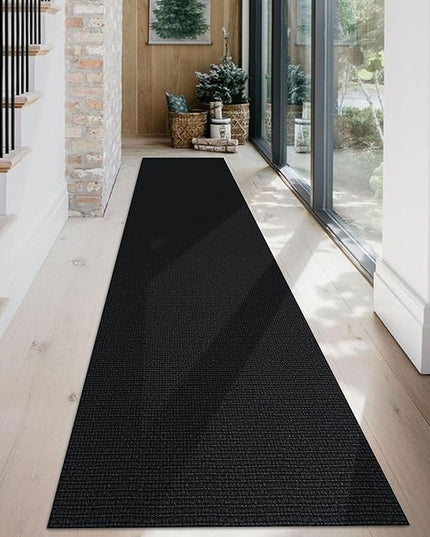 KOZYFLY Washable Runner Rug 2x12 ft Hallway Kitchen Runner Rugs with Rubber Backing Non Slip Entryway Runner Indoor, Extra Long Carpet Runners for Hall Kitchen Entryway, Black