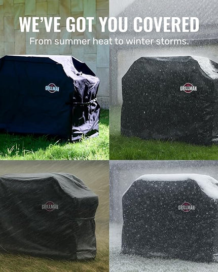 Grillman Grill Cover, BBQ Outdoor Grill Covers, Charcoal, Gas Grills, Waterproof, Rip-Proof, Weather-Resistant, Anti-UV, Barbecue Cover for Weber, Genesis, Charbroil, Nexgrill, etc (Black, 58 Inch)