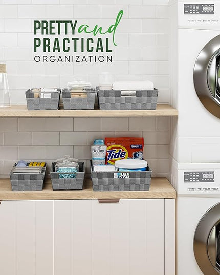 Baskets For Organizing Set Of 9 Dark Grey - Storage Baskets For Shelves - Perfect Closet Organizer Bins, Bathroom Basket, and Pantry Basket - Small Storage Bins For Shelves - Bin For Organization