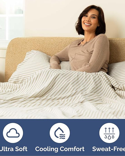 Queen Size 4 Piece Sheet Set - Comfy Breathable & Cooling Bed Sheets Set - Hotel Luxury Bedding for Women, Men, Kids, Teens, Boys & Girls - Deep Pockets and Wrinkle Free - Oeko-Tex - Beige Stripes 2
