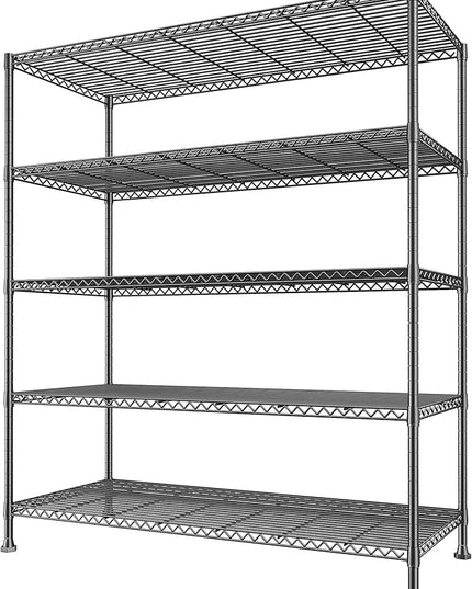 REIBII 45.5''W Storage Shelves Wire Shelving, 5 Tier Pantry Shelves for Storage Rack, Adjustable Metal Shelving for Pantry Kitchen Steel Shelving, 45.5" W x 71" H x 17.7" D