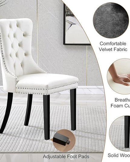 5 Piece Square Glass Dining Table Set for 4, Modern Dining Room Table and Chairs Set, Tempered Glass Top Kitchen Table with 4 Velvet Chairs, Space Saving Dining Set for Small Apartment or Home