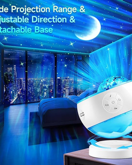 One Fire Northern Lights Projector,16Color Galaxy Projector for Bedroom, 15 White Noise Galaxy Light Projector, 5Moon Star Projector, Bluetooth Aurora Light Projector, Remote Timer Star Lights