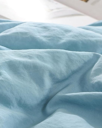 WRENSONGE Queen Comforter Set, 7 Pieces Soft Blue Bed in a Bag Queen with Fitted Sheet, Flat Sheet, 2 Pillow Shams, and 2 Pillowcases- Warm Bedding Sets for All Season