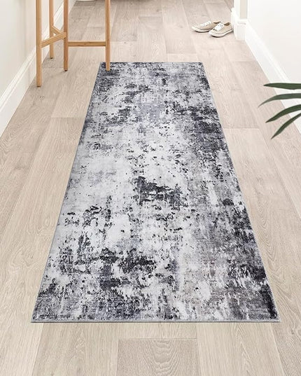 Modern Abstract Runner Rug 2x5 Washable Non Slip Stain Resistant Rug for Bedroom Living Room Non Shedding Low Pile Indoor Floor Cover,Grey