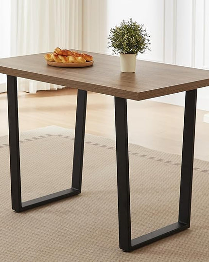 42.9 Modern Dining Kitchen Table for 4, Space-Saving Rectangular Design with Metal Legs, Suitable for Dining Room Kitchen Restaurant (Walnut Table)