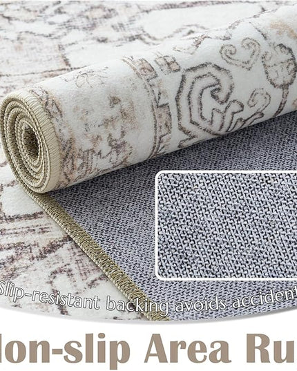 jinchan Lima Kitchen Runner Rug 3x10-2pcs, Bohemian Hallway Washable Rug Floral Non Slip with Rubber Backing Vintage Carpet Runner for Bedroom Bathroom Laundry Room Living Room Taupe