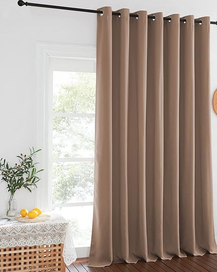 NICETOWN Blackout Curtains for Sliding Glass Door Room Divider Noise Reduce Curtain Panel Portable Window Screen Sliding Partition, W100 x L102 inches, 1 Panel, Cappuccino