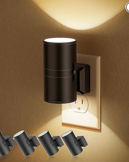 Night Lights Plug into Wall, Dimmable Night Light Plug in, Modern Night Lights with Dusk to Dawn Light Sensor, Soft White 3000K, 0-100LM Adjustable Brightness Nightlight for Hallway Bedroom, 4 Pack