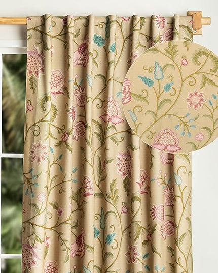 Maison d' Hermine Curtains for Living Room 100% Cotton 84 inch Length One Panel Light Filtering Curtains for Bedroom Windows with Rod and Loop Pockets Drapes (Artisan Love Somerset, 50" W x 84" L)