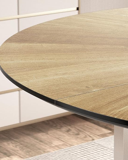 VFK 47 Inch Round Dining Table Set for 4-6 People, Large Farmhouse Kitchen Dining Table Set with Chairs and Storage Rack, Metal Base Round Table for Home Dining Room Living Room