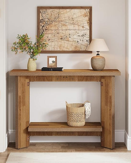 Tribesigns 41 Inches Rustic Sofa Console Table with Storage Shelf, 2-Tier Wooden Small Entryway Table Behind Couch for Living Room, Hallway, Entrance, Foyer